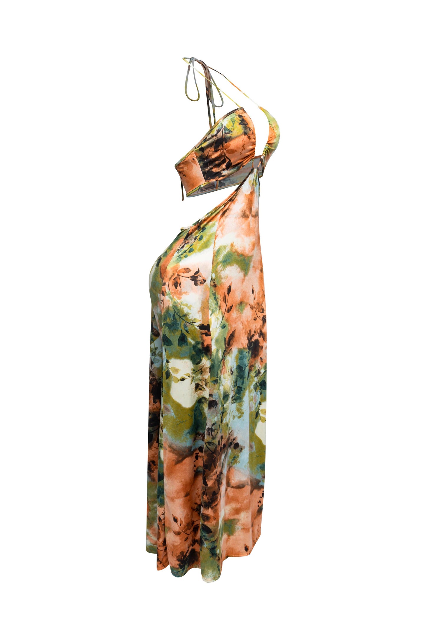 PLUS SIZE Printed maxi skirt with high slit