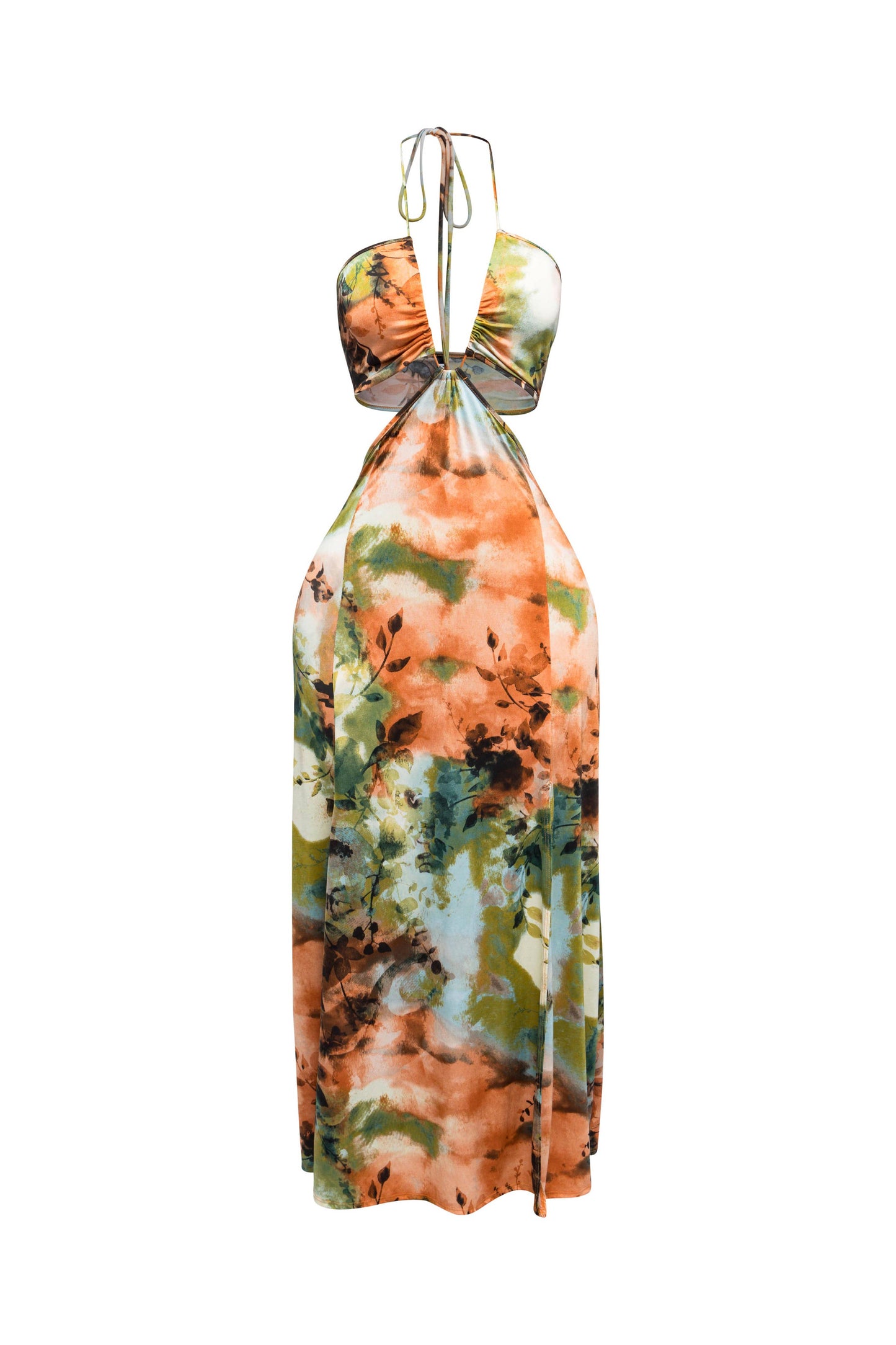 PLUS SIZE Printed maxi skirt with high slit