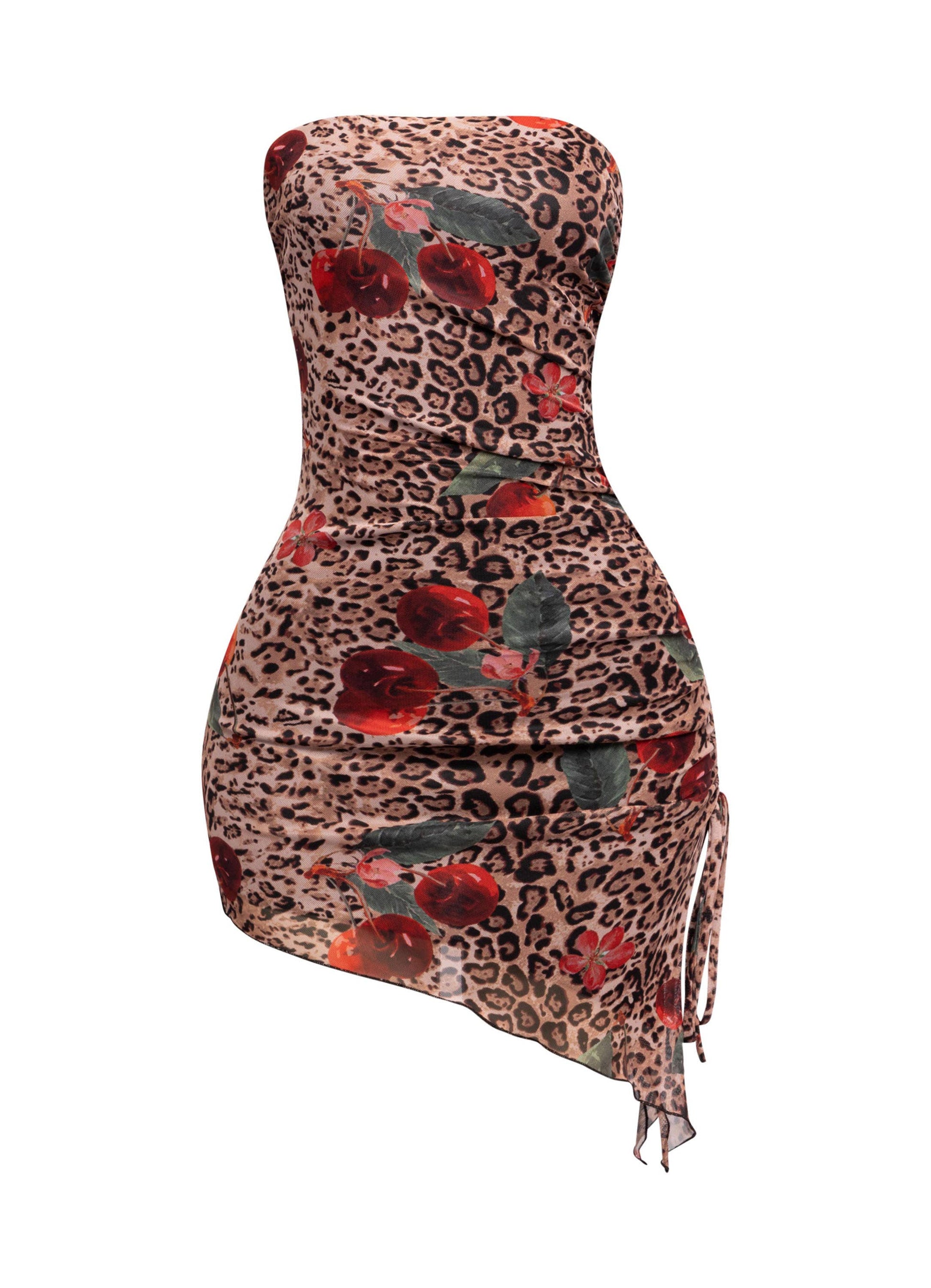 Printed mesh asymmetrical hem tube dress Quin Coco's Closet Printed mesh asymmetrical hem tube dress Quin Coco's Closet
