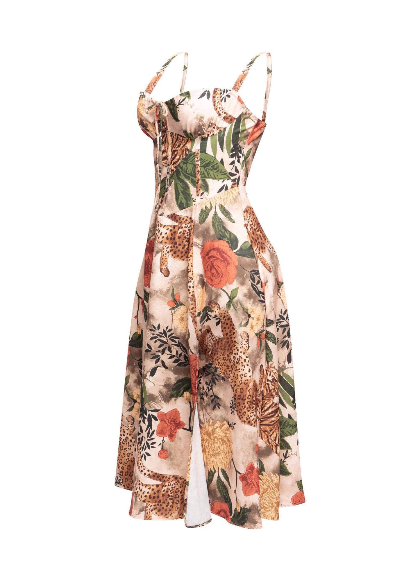 PLUS SIZE Cheeta printed flare midi dress