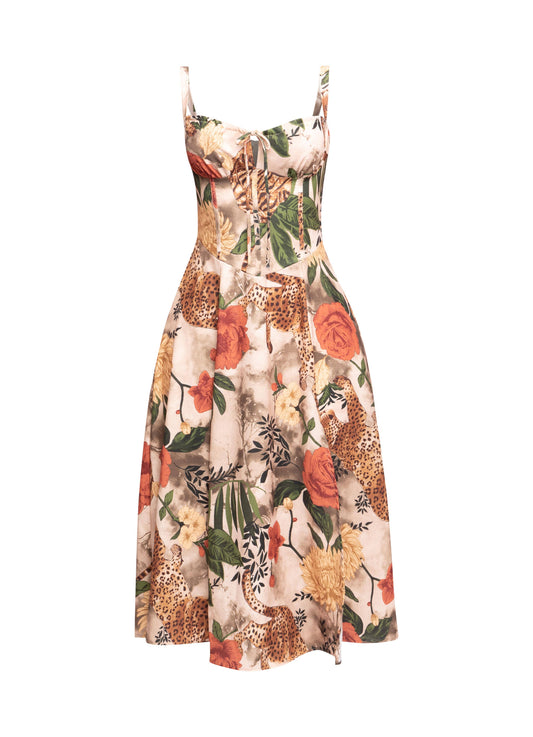 PLUS SIZE Cheeta printed flare midi dress