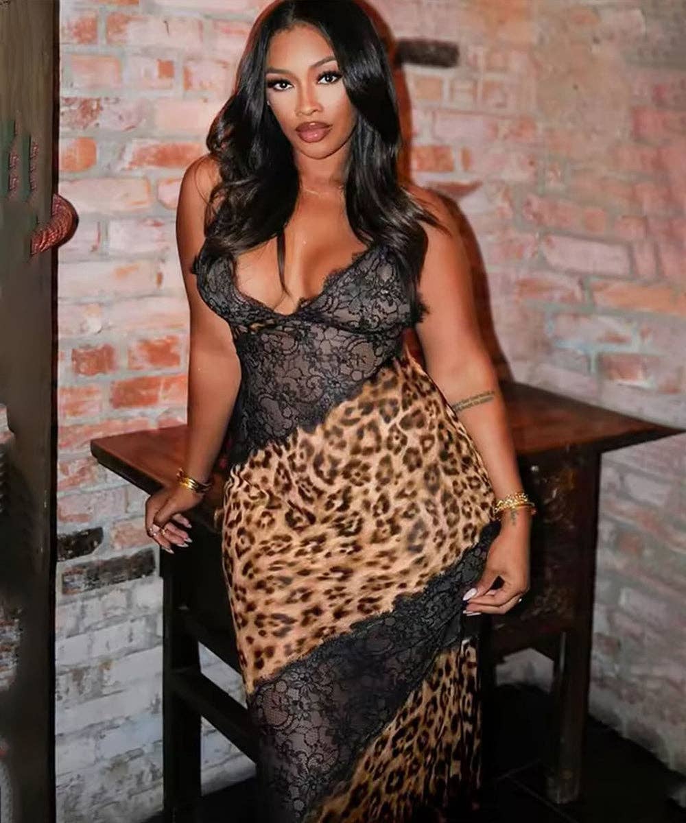 Leopard Print Patchwork Two-Piece Set