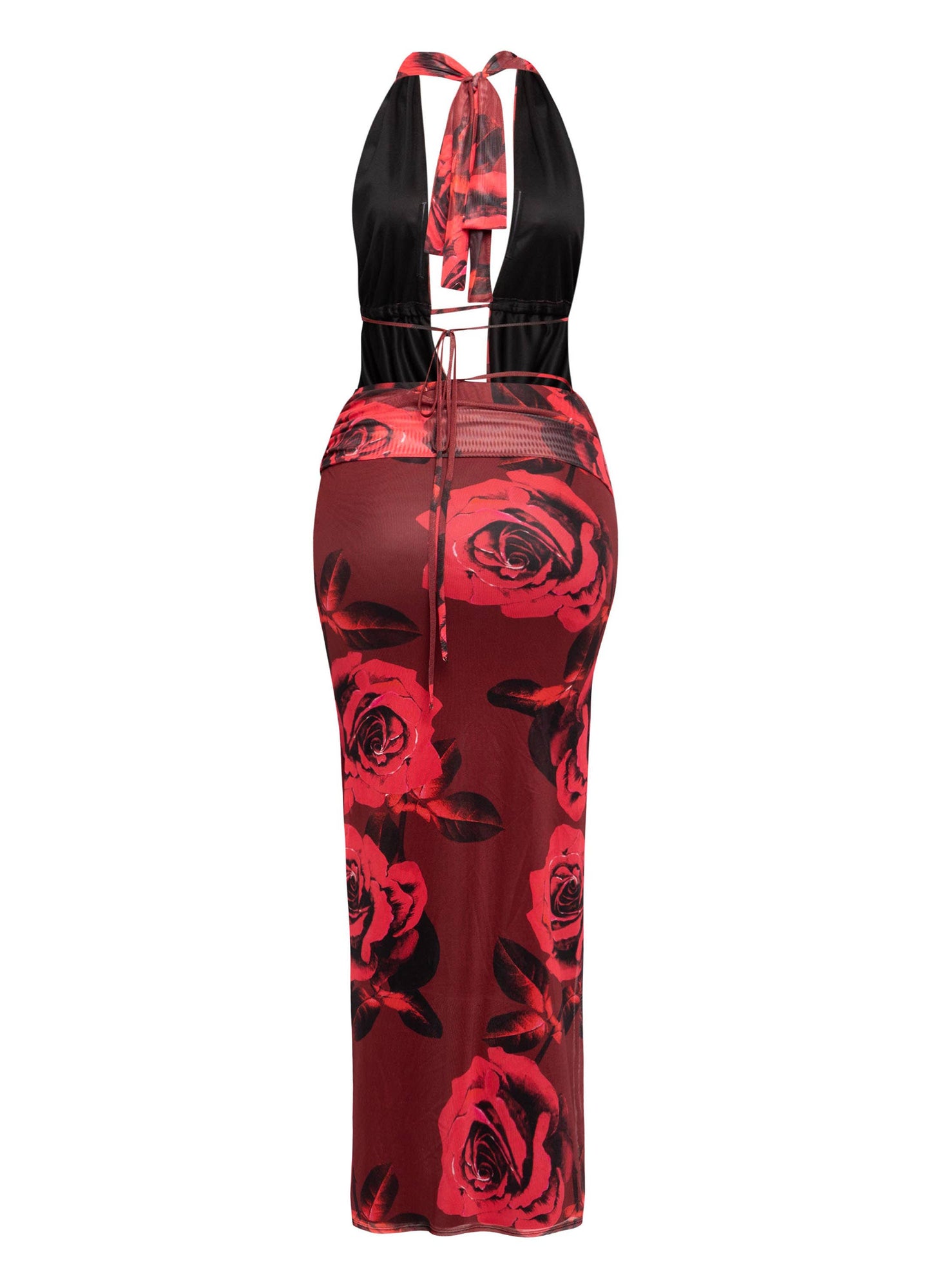 Halter cowl neck top & long skirt set